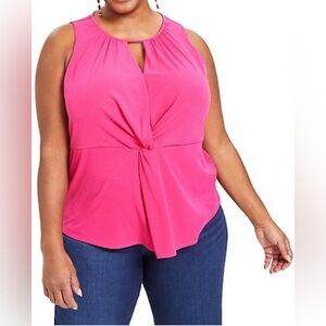 I.N.C. Plus Size Fuchsia Pink Twist-Knot Sleeveless Blouse - NWT
